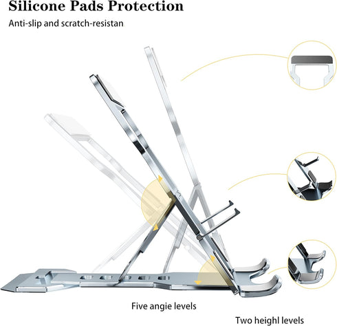 Phone Stand for Desk, Adjustable Cell Phone Stands, Foldable Metal Stands for All Smartphones