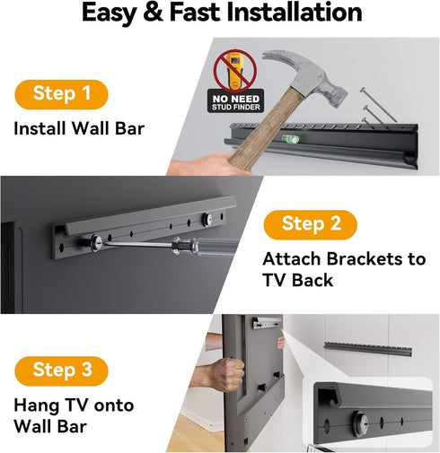 EZISE 32-75 inch 150 lbs, Studless TV Wall Mount for TVs, No Stud Drywall TV Mount Holds up to Low Profile, No Drill