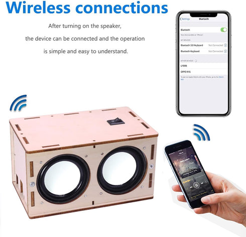 DIY Bluetooth Speaker Box Kit, Build Your Own Portable Wood Case Bluetooth Speaker for STEM Learning