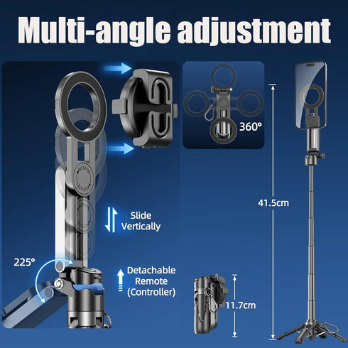 GEYUTHS 4 1 in Magnetic Tripod Pocket Selfie Stick Extendable Cell Phone Stand Portable Camera Grip Handle