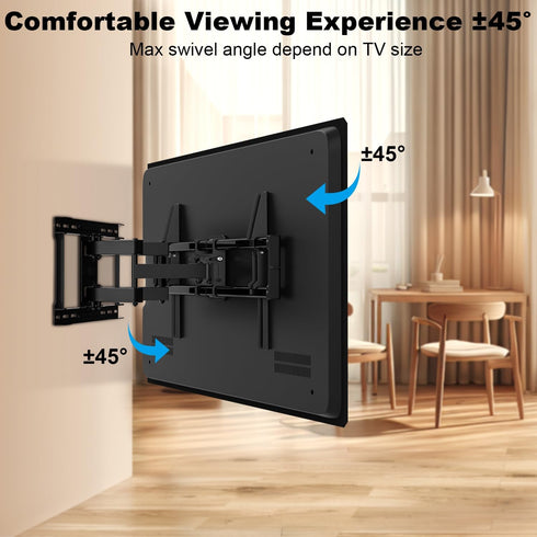Full Motion TV Wall Mount Bracket for 37-86 Inch TVs, Up to 132lbs, Swivel and Tilt Articulating Wall Mount