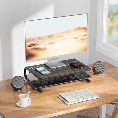 WALI Monitor Stand Riser, Laptop Riser for Desk, Computer Monitor Stand for Desktop, Desk Organizer for Monitor and Printer, Home, Office, School Application(STT001), 1 Pack, Black