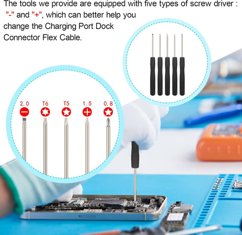 Charging Port Replacement for iPhone 12, USB Dock Connector Flex Cable Microphone with Tools (6.1")
