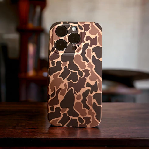 Camo Phone Case for iPhone 15 Pro, Duck Camo, Rugged Outdoors Design, Classic Vintage Style