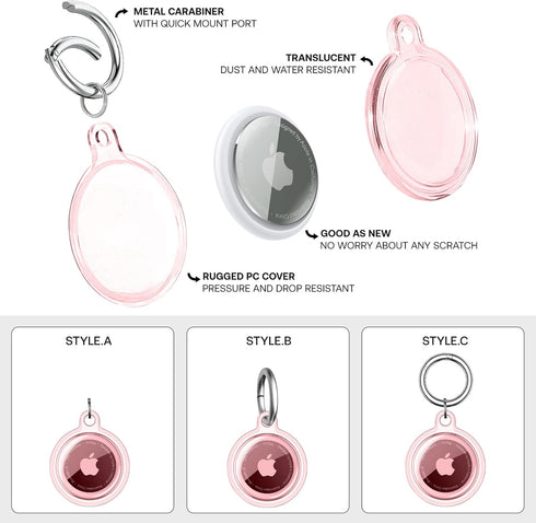 4 Pack Airtag Holder, Waterproof Apple Air Tag Case with Keychain, Shockproof & Dustproof Holders for Tracking