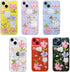 Abbery iPhone 14 Plus Case, Sparkly Pink Flower Design, Cute Clear Glitter Soft Silicone Floral Aesthetic Cover for