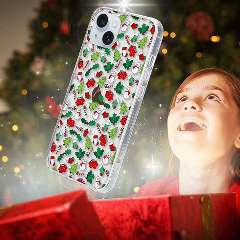 Lafunda Cute Clear Glitter Xmas Snowflake Series Protective Phone Case for iPhone 15 for Women Girls Kids Men (Tree)