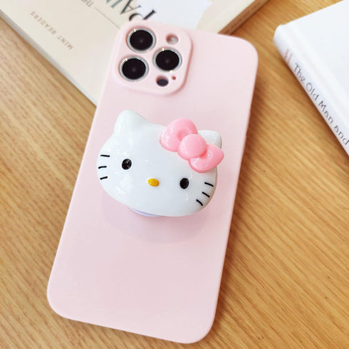 Kawaii Kitty Expanding Phone Grip, Cute Collapsible Mount Holder for Girls Women, Finger Snap Pop Grip Compatible with