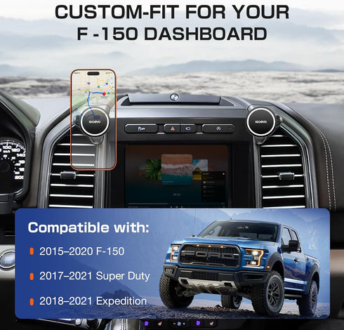 iGoevo F-150 20152020, 20172021, 20182021 Magnetic Vent Phone Mount for Ford Super Duty Expedition | Metal Magnetic Car
