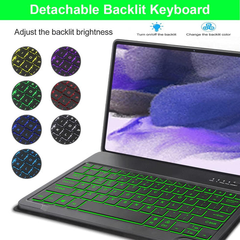 Keyboard Case for Samsung Galaxy Tab S9FE Plus, Detachable Wireless Bluetooth Keyboard Case with Pen Holder