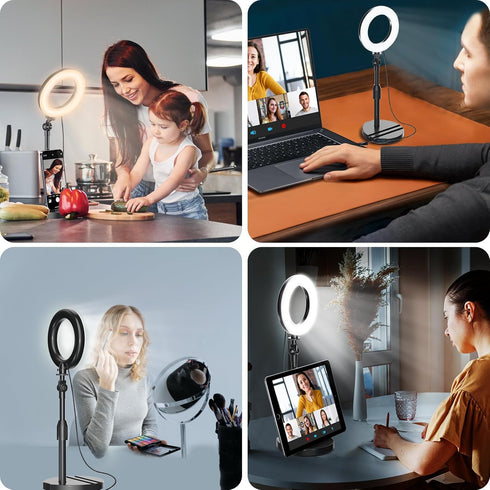 Mionondi Desk Ring Light with Telescopic Stand, Travel Desktop Hola Light for Phone Selfie Laptop Zoom Video Calls