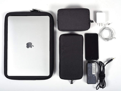 dealcase Canvas Waterproof Universal Electronic Accessories Organizer for Power Bank, Charging Cords, Gadgets, Black
