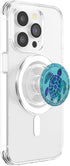 PopSockets PopGrip for MagSafe - Teal Blue Purple Turtle and Geometric design On Light Blue