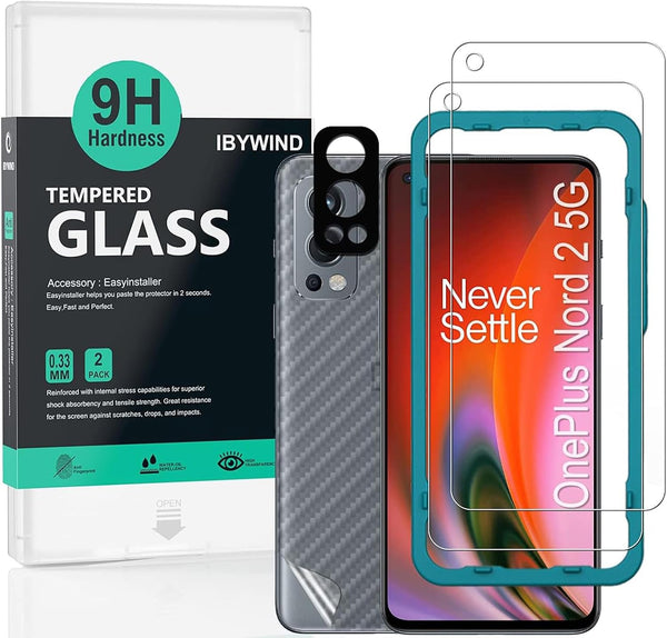 Ibywind Screen Protector for Oneplus Nord 2 5G - 2Pcs Tempered Glass, Camera Lens Protector, Easy Installation
