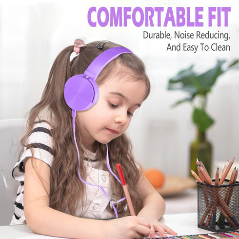 2 Pack Headset K-12 Kids Headphones for School Classroom, Wired Computer Online Learning for Students, Durable Soft