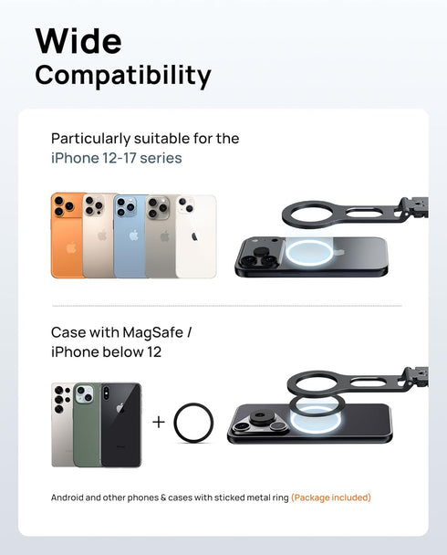 SODI 17 16 15 14 13 12 Magnetic Phone Tripod Stand for iPhone - Strong Magnet Foldable Cell Phone Stand for Vlog, Gym