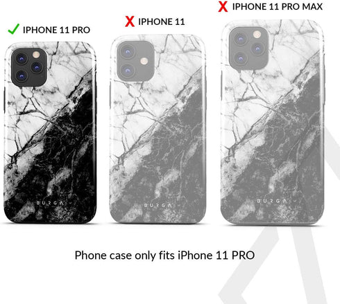 BURGA Phone Case Compatible with iPhone 11 PRO - Hybrid 2-Layer Hard Shell + Silicone Protective Cover, Black and White