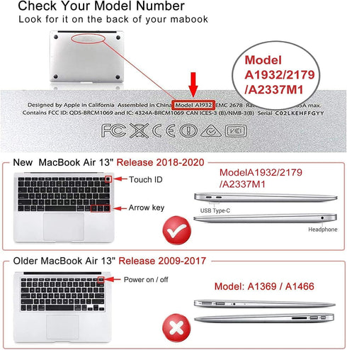 iCasso MacBook Air 13 Inch Case 2018-2020 Release A2337 M1/A1932/A2179, Protective Hard Shell with Keyboard Cover