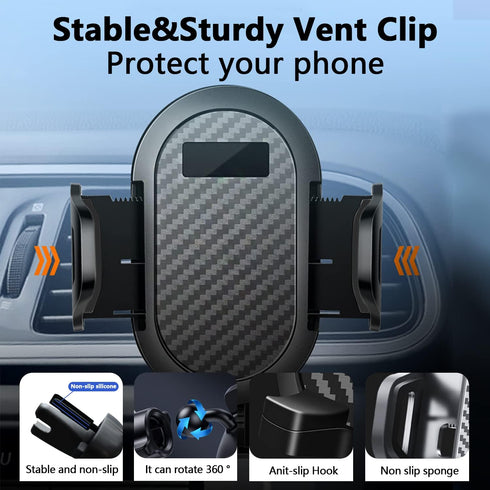 Universal Car Phone Holder Mount, Hands-Free Dashboard Windshield Air Vent Phone Holder for All Smartphones