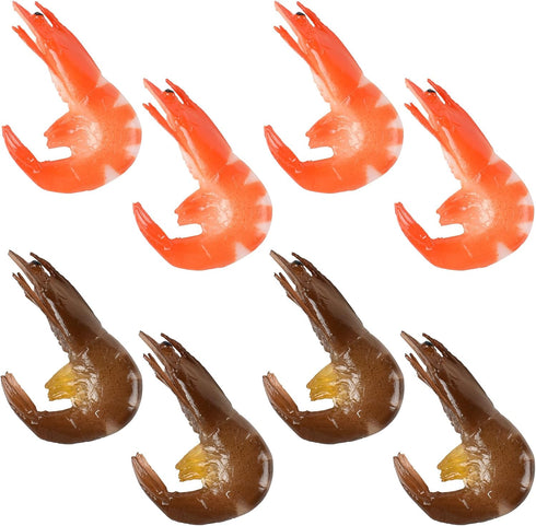 Fake Shrimp 8PCS Artificial Shrimp Figures Simulated Cooked Shrimps Realistic Shrimps Model