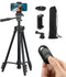 Camera Mount Phone Tripod Stand: 51-Inch Lightweight Travel Tripod for iPhone with Remote, Phone Holder & GoPro