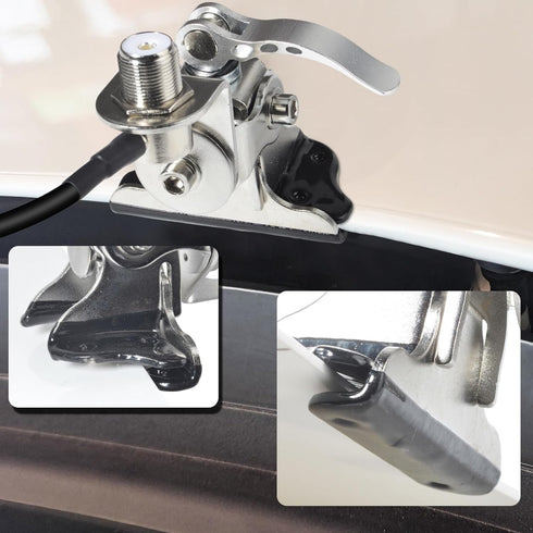 HYS SO239 PL-259 16.4ft RG-58 Stainless Steel Adjustable Car Antenna Mount Bracket with to Connector & Coax Cable