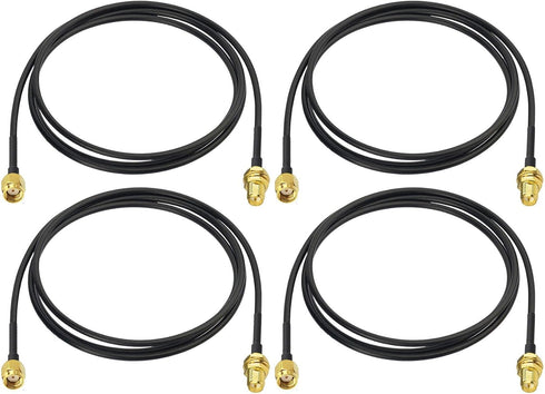 Bingfu WiFi Antenna Extension Cable 4-Pack RP-SMA Male to RP-SMA Female Bulkhead