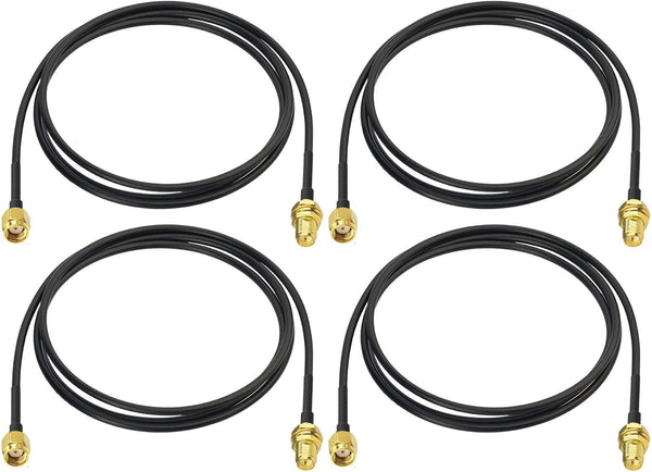 Bingfu WiFi Antenna Extension Cable 4-Pack RP-SMA Male to RP-SMA Female Bulkhead