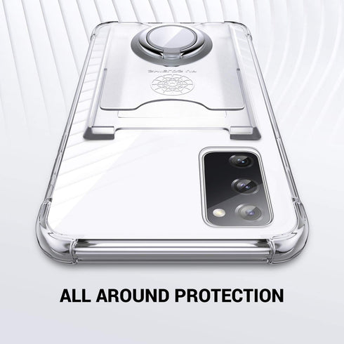 Shields Up for Samsung Galaxy S20 Case, Minimalist Wallet Case with Card Holder and Ring Kickstand, Clear