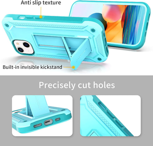 URBANITE iPhone 13 Case - Sky Blue, Military Grade Shockproof, Kickstand & Screen Protector for 6.1" Apple iPhone 13.