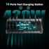 zobirez 420W 10-Port Charging Station for Multiple Devices, USB C Fast Charger Stations for MacBook, iPhone, Android