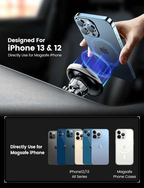 eSamcore Retractable Magnetic Car Mount for iPhone 15/14/13 Pro Max and MagSafe Case, Black