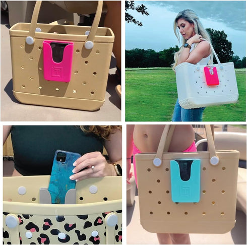 Phone Holder Compatible with Bogg Bag, Universal Silicone Rubber Beach Bag Accessories and Attachment, Tote Bag Insert