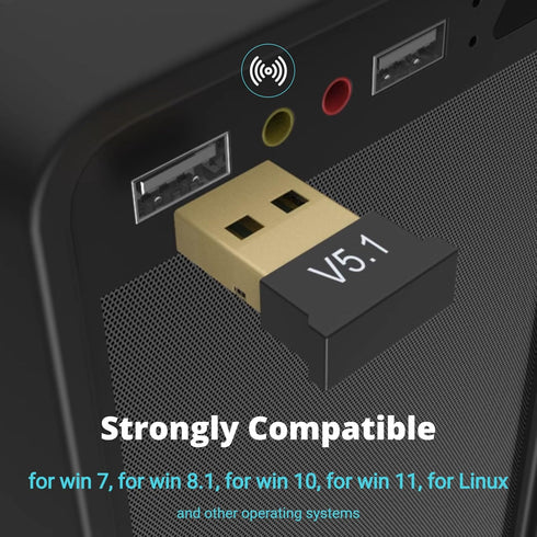 USB Bluetooth Adapter, Long Range Bluetooth 5.1 Dongle Receiver for PC, Backward Compatible with Bluetooth 2.1/3.x/4.x