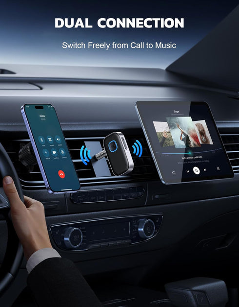 COMSOON 3.5mm 16H Bluetooth Receiver for Car, Noise Cancelling AUX Bluetooth Car Adapter, Wireless Audio Receiver