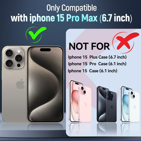Case for iPhone 15 Pro Max Phone Case iPhone 15 Pro Max Case with Slide Camera Cover, with Finger Ring Holder Stand, fit Magnetic Car Mount, for iPhone 15 Pro Max (Red)