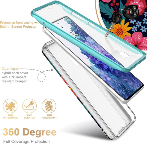 Esdot Compatible with Samsung Galaxy S20 FE Case with Built-in Screen Protector,with Fashionable Designs for Women Girls,Protective Phone Case for Galaxy S20 FE 6.5" Blooming Flowers