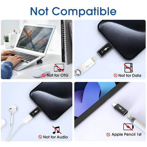 TechMatte 3 Pack Lightning to USB-C Adapter, PD Fast Charging for iPhone 15/Plus/Pro/Pro Max & More Type C Devices,