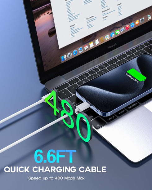 USB C to USB C, 240W USB C Cable, 6.6ft Fast Charging for Macbook Pro/Macbook Air, iPad Pro 12.9-inch, iPhone 15/Pro