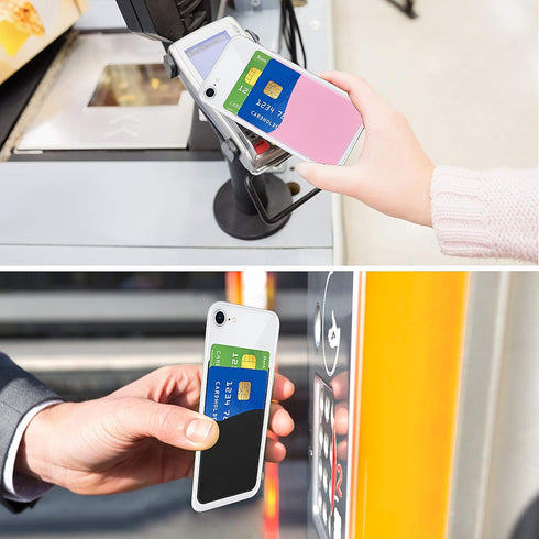 Senose Phone Card Holder, Silicone Stick-On Wallet with Double Pocket for iPhone, Samsung Galaxy, Any Smartphone, Pack