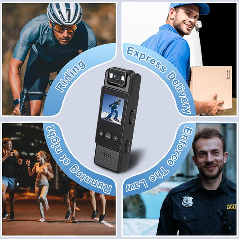 icamdoor 1.3in 1200mAh 1080P 180 to128GB Screen Body Camera, Sport Worn Camcorder, Portable Cam, Mini Wearable Camera