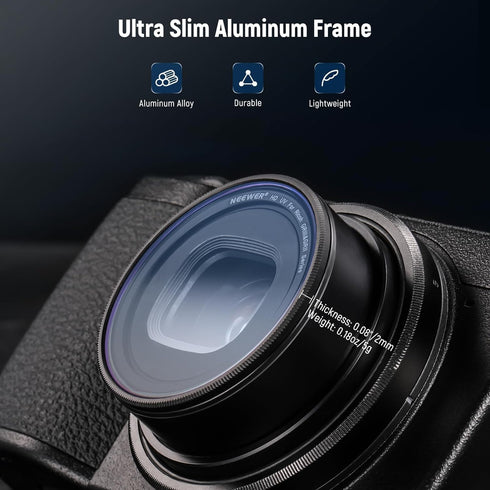 NEEWER UV Protection Filter Compatible with Ricoh GR IIIx GRIIIx GR III GRIII GR II GRII, Multi Coated HD Optical Glass/Water Repellent/Scratch Resistant/Slim Frame/Adhesive Ring/Filter Removal Tool