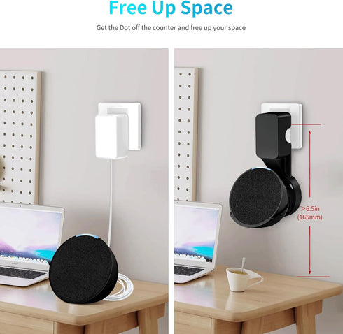 Wall Mount Holder for Echo Pop - Outlet Hanger Stand with Built-in Cable Management (Black)