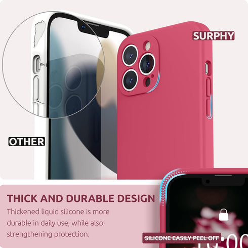SURPHY Liquid Silicone Case for iPhone 13 Pro Max with Screen Protector, Camera Protection + Soft Microfiber Lining,