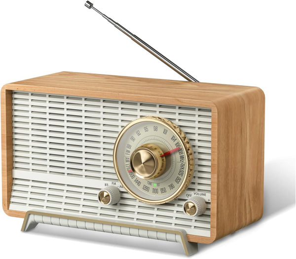 YOWGUIF AM FM Radio Classic Retro Wood Table Radio with Bluetooth Speakers for Home and Office