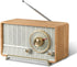 YOWGUIF AM FM Radio Classic Retro Wood Table Radio with Bluetooth Speakers for Home and Office