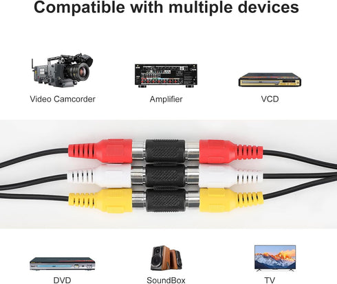 RCA Female to Female Coupler, 3 Pack Audio Video RCA Adapter Connector Gold Plated RCA Jack to Jack Converter RCA Cables Extender for Speaker, Amplifier, TV, RCA Cable, Silver