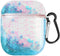 UnnFiko Bling Quicksand Case for AirPods 1 & 2 - Cute Sparkle Liquid Protective Case with Keychain (Blue)