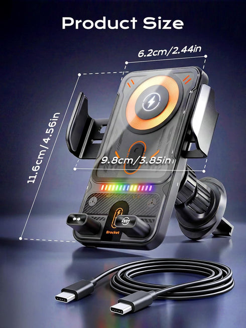 Zrpot 15W Phone Holders for Car, Cell Phone Mount Wireless Car Charger with Induction Opening and Closing Air Vent