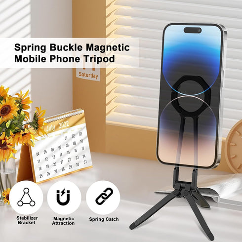 SULISAIS 16 15 14 13 12, Foldable Magnetic Phone Tripod for iPhone, Mini Tripod Pocket Cell Phone Stand Smartphone Desk